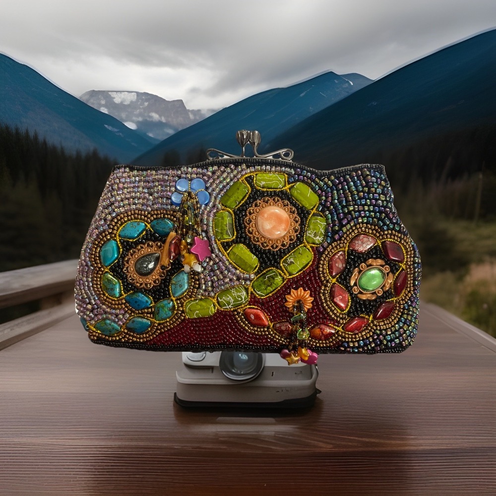 Ohh! Ashley Handcrafted Beaded Bag Mini Clutch Purse Evening Handbag *No Chain*